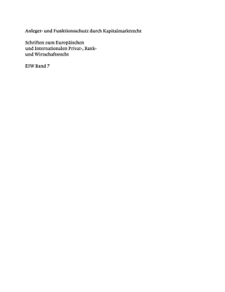 Cover image: Anleger- und Funktionsschutz durch Kapitalmarktrecht 1st edition 9783899493054