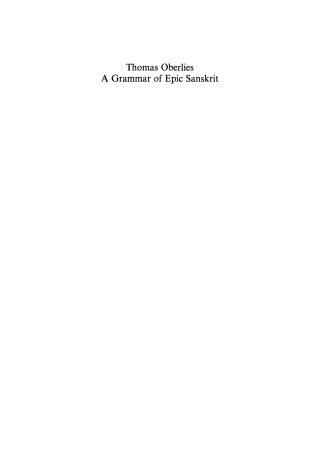 Cover image: A Grammar of Epic Sanskrit 1st edition 9783110144482