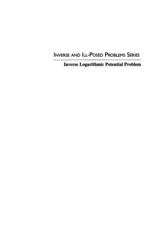 Cover image: Inverse Logarithmic Potential Problem 1st edition 9783110355369