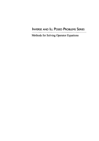 Cover image: Methods for Solving Operator Equations 1st edition 9789067642378