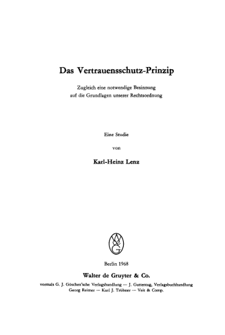 Cover image: Das Vertrauensschutz-Prinzip 1st edition 9783110011593