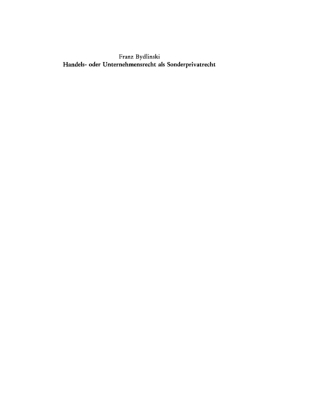 Cover image: Handels- oder Unternehmensrecht als Sonderprivatrecht 1st edition 9783110126792