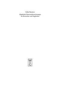 Immagine di copertina: Abgeleitete Personenbezeichnungen im Deutschen und Englischen 1st edition 9783110173826
