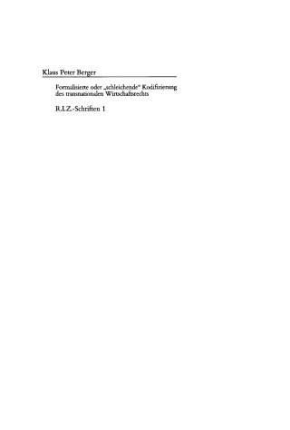 Cover image: Formalisierte oder "schleichende" Kodifizierung des transnationalen Wirtschaftsrechts 1st edition 9783110150445
