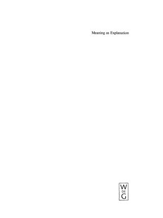 Imagen de portada: Meaning as Explanation 1st edition 9783110141221