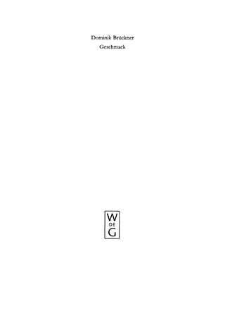 صورة الغلاف: Geschmack 1st edition 9783110178739