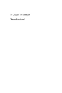 Imagen de portada: Warum Kant heute? 1st edition 9783110174779