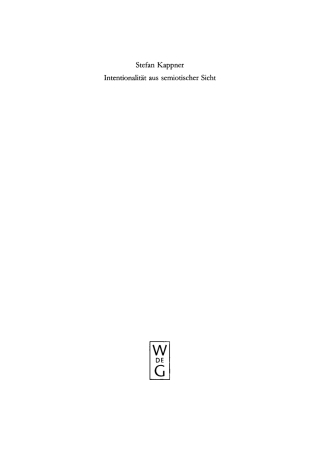 Cover image: Intentionalität aus semiotischer Sicht 1st edition 9783110182880