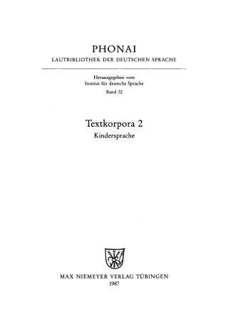 Imagen de portada: Textkorpora 2 1st edition 9783484231320
