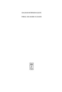 Cover image: Pirke de-Rabbi Elieser 1st edition 9783110181111