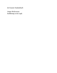 Cover image: Einführung in die Logik 2nd edition 9783110179651