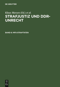 Cover image: MfS-Straftaten 1st edition 9783899493443