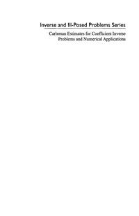 صورة الغلاف: Carleman Estimates for Coefficient Inverse Problems and Numerical Applications 1st edition 9789067644051