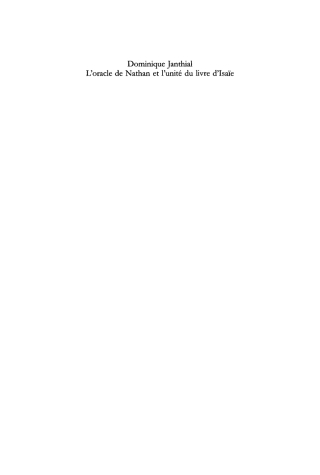 Imagen de portada: L'oracle de Nathan et l'unité du livre d'Isaïe 1st edition 9783110181838
