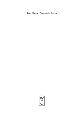 Cover image: Early Christian Paraenesis in Context 1st edition 9783110181302