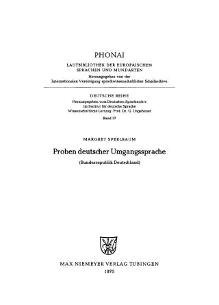 Cover image: Proben deutscher Umgangssprache 1st edition 9783484230170