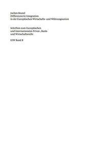 Cover image: Differenzierte Integration in der Europäischen Wirtschafts- und Währungsunion 1st edition 9783899493078