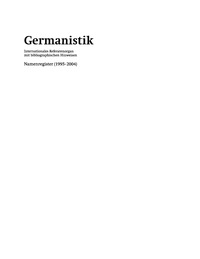 Omslagafbeelding: Germanistik – Namenregister (1995-2004) 1st edition 9783484620995