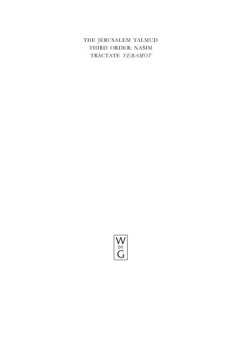 Cover image: Tractate Yebamot 1st edition 9783110182910