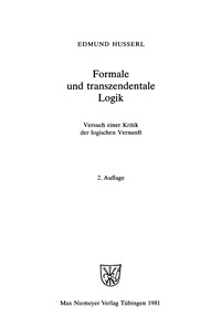 Immagine di copertina: Formale und transzendentale Logik 2nd edition 9783484701359