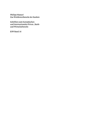 Cover image: Das Wettbewerbsrecht der Banken 1st edition 9783899493665