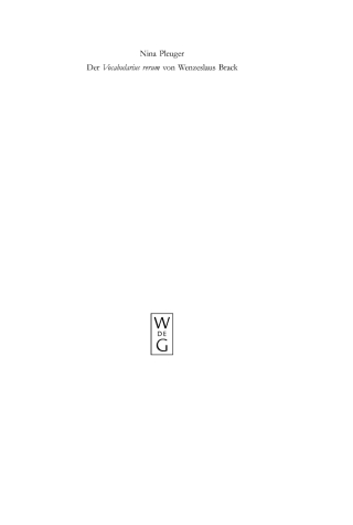 Cover image: Der 'Vocabularius rerum' von Wenzeslaus Brack 1st edition 9783110183177