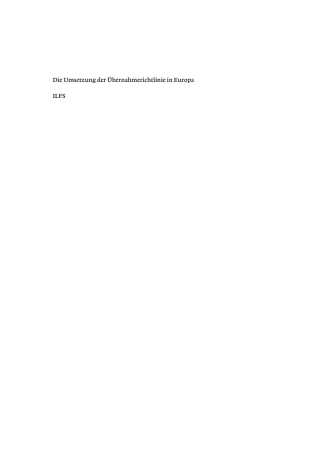 Cover image: Die Umsetzung der Übernahmerichtlinie in Europa 1st edition 9783899493788
