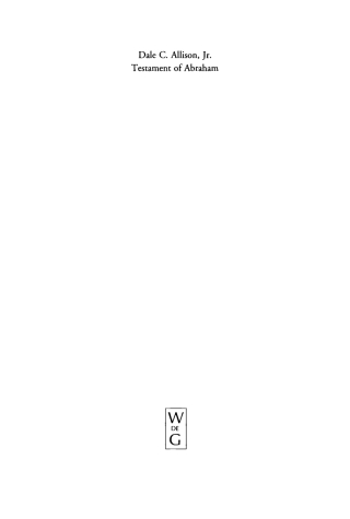 Imagen de portada: Testament of Abraham 1st edition 9783110178883