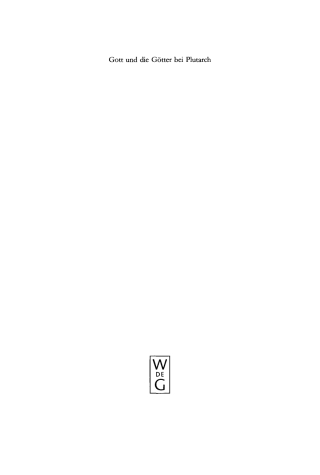 Cover image: Gott und die Götter bei Plutarch 1st edition 9783110184792