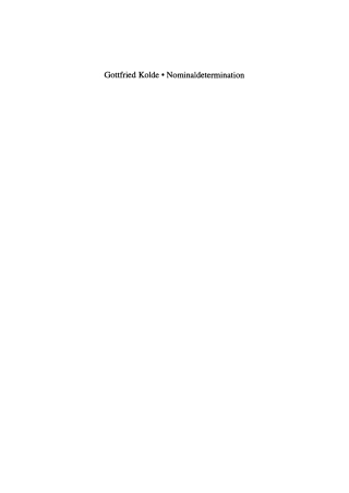 Cover image: Nominaldetermination 1st edition 9783484603219