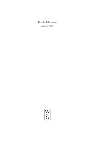 Cover image: "Hystoria Judith" 1st edition 9783110190113