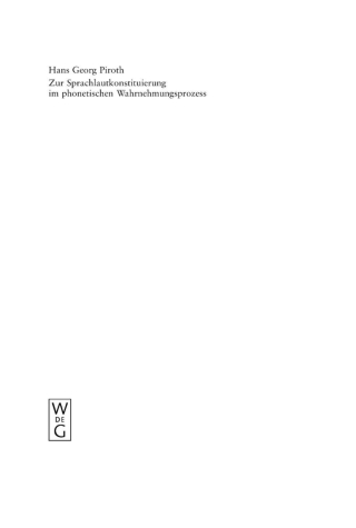 Cover image: Zur Sprachlautkonstituierung im phonetischen Wahrnehmungsprozess 1st edition 9783110182798