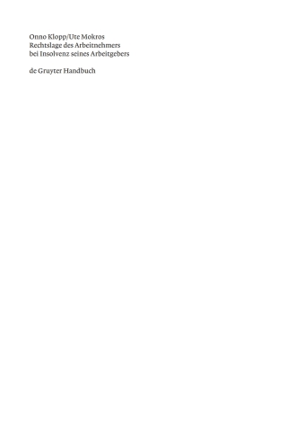Cover image: Rechtslage des Arbeitnehmers bei Insolvenz seines Arbeitgebers 1st edition 9783899492477