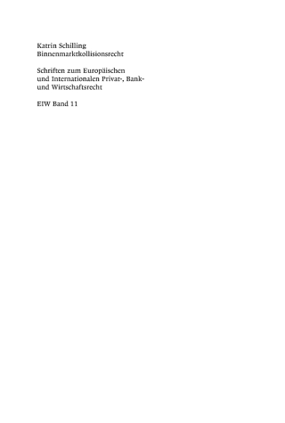 Cover image: Binnenmarktkollisionsrecht 1st edition 9783899493375