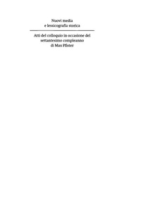 Titelbild: Nuovi media e lessicografia storica 1st edition 9783484502581