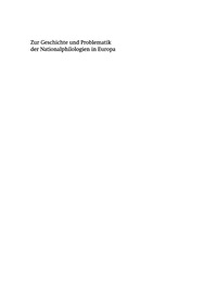 Imagen de portada: Zur Geschichte und Problematik der Nationalphilologien in Europa 1st edition 9783484107786