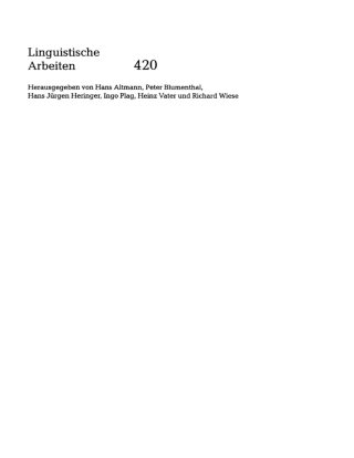 Cover image: Verbal Projections 1st edition 9783484304208