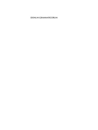 Cover image: Donum Grammaticorum 1st edition 9783484507128