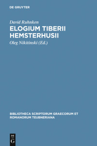 Cover image: Elogium Tiberii Hemsterhusii 1st edition 9783598713224