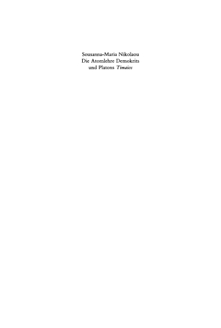 Cover image: Die Atomlehre Demokrits und Platons Timaios 1st edition 9783598776618