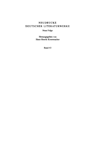 Cover image: Anthologie. Herrn von Hoffmannswaldau und andrer Deutschen auserlesener und bißher ungedruckter Gedichte. Siebender Theil 1st edition 9783484280434