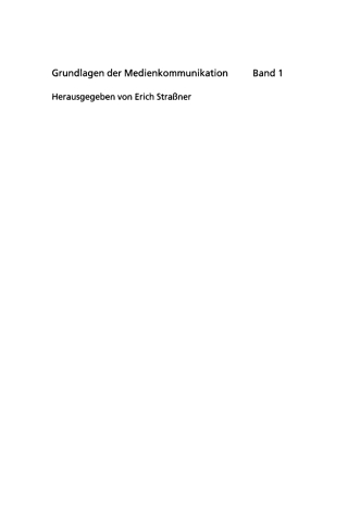 Cover image: Medienpädagogik 1st edition 9783484371019