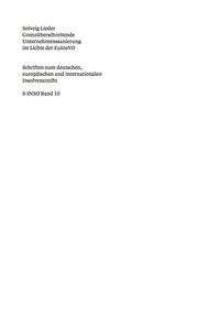 表紙画像: Grenzüberschreitende Unternehmenssanierung im Lichte der EuInsVO 1st edition 9783899494297
