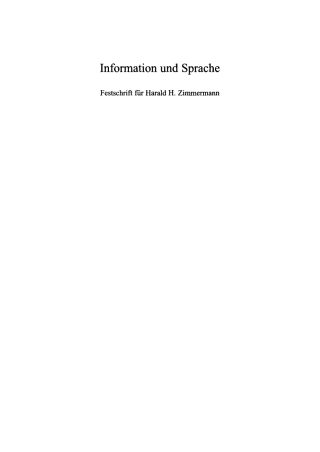 Imagen de portada: Information und Sprache 1st edition 9783598117541