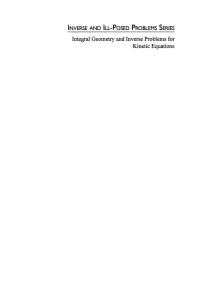 Cover image: Integral Geometry and Inverse Problems for Kinetic Equations 1st edition 9789067643528