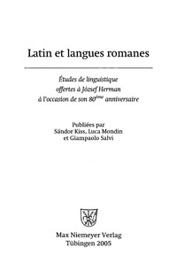 Imagen de portada: Latin et langues romanes 1st edition 9783484505087