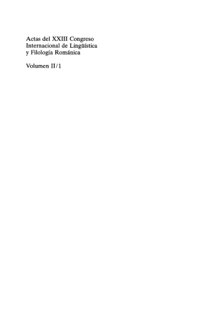 Cover image: Actas del XXIII Congreso Internacional de Lingüística y Filología Románica. Volume II: Sección 3: sintaxis, semántica y pragmática. Part 1 1st edition 9783484503953