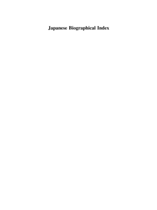 Imagen de portada: Japanese Biographical Index 1st edition 9783598340260