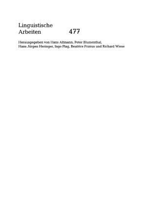 Cover image: Structures of Focus and Grammatical Relations 1st edition 9783484304772