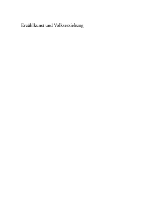 Cover image: Erzählkunst und Volkserziehung 1st edition 9783484107984